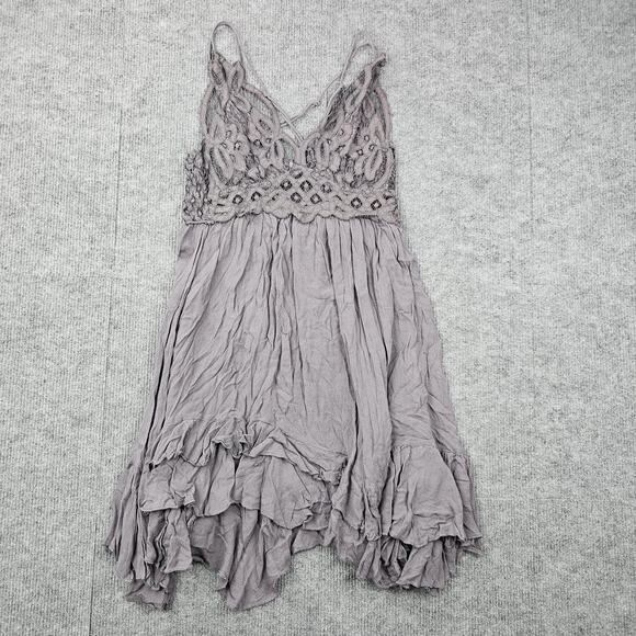 Free People Dresses & Skirts - Free People FP One Dress Womens Small Lavender Boho Crochet Lace Mini Fairy Goth